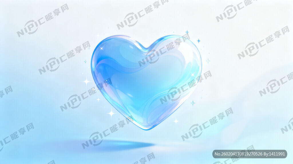 浅蓝色梦幻心形背景图片
