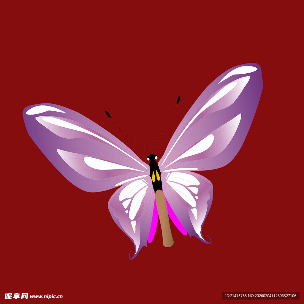 紫色梦幻蝴蝶插画