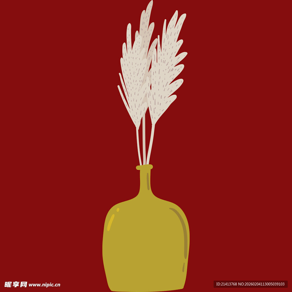 花瓶中插着的白色羽毛