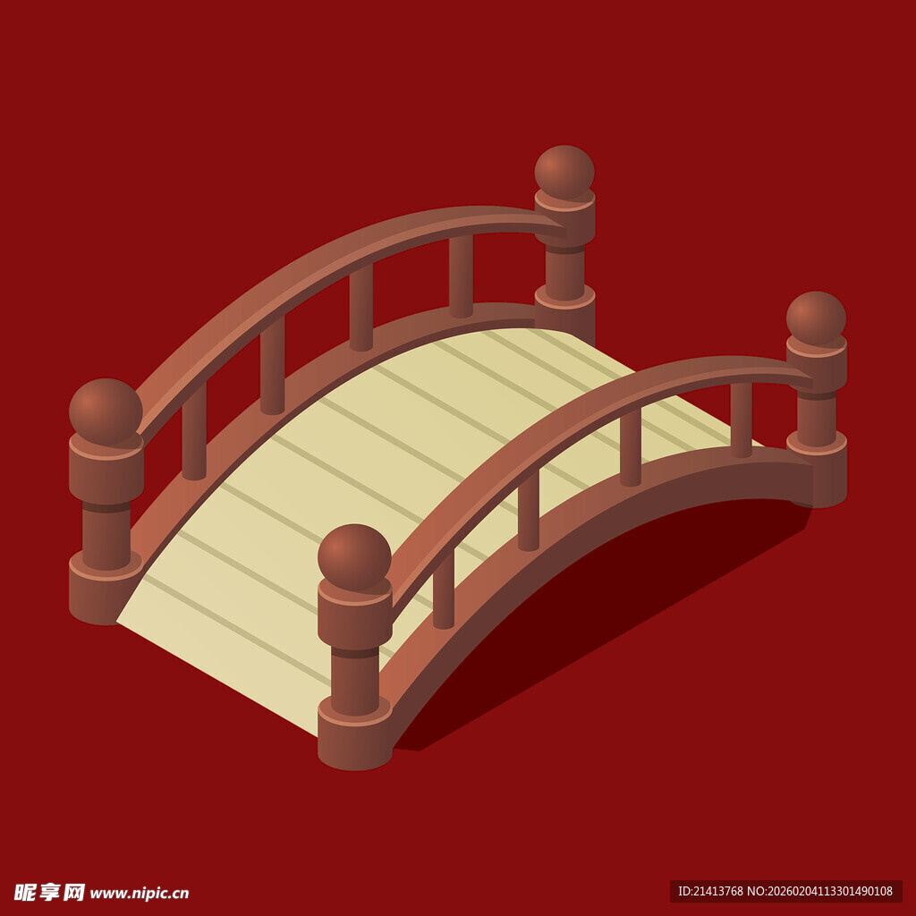 中式拱形石桥模型