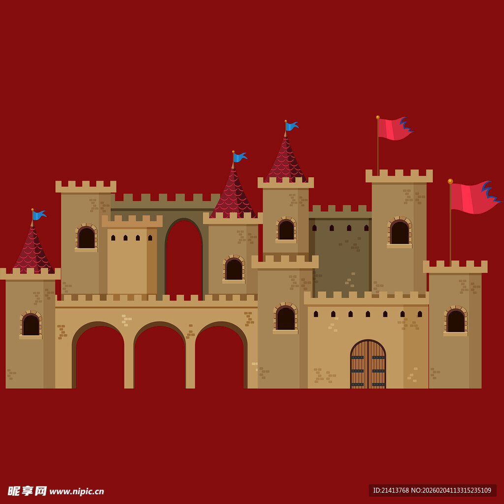 卡通风格的中世纪城堡