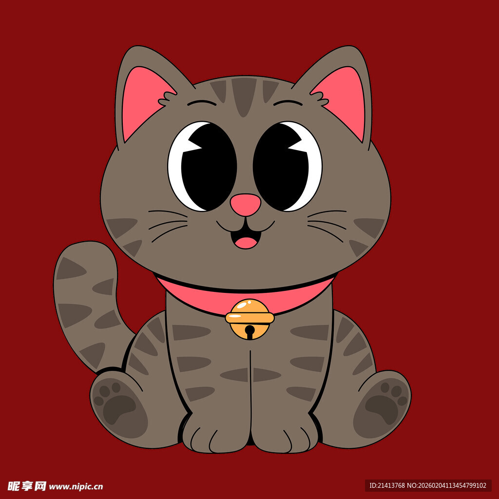 可爱灰猫戴铃铛