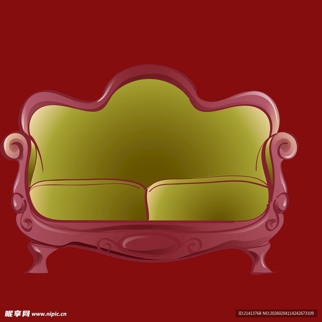 复古粉色双人沙发