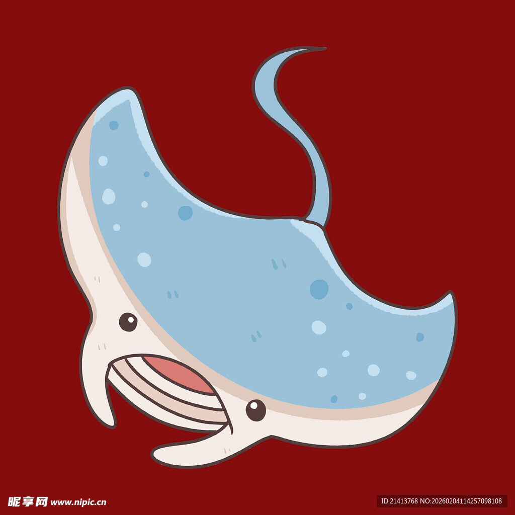 可爱蓝鳐鱼卡通形象