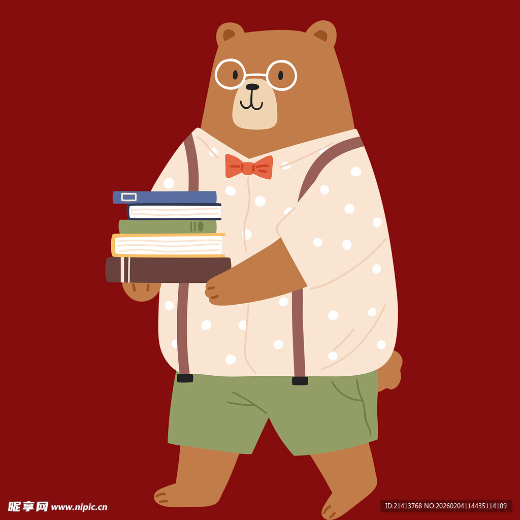 小熊绅士捧书的可爱瞬间