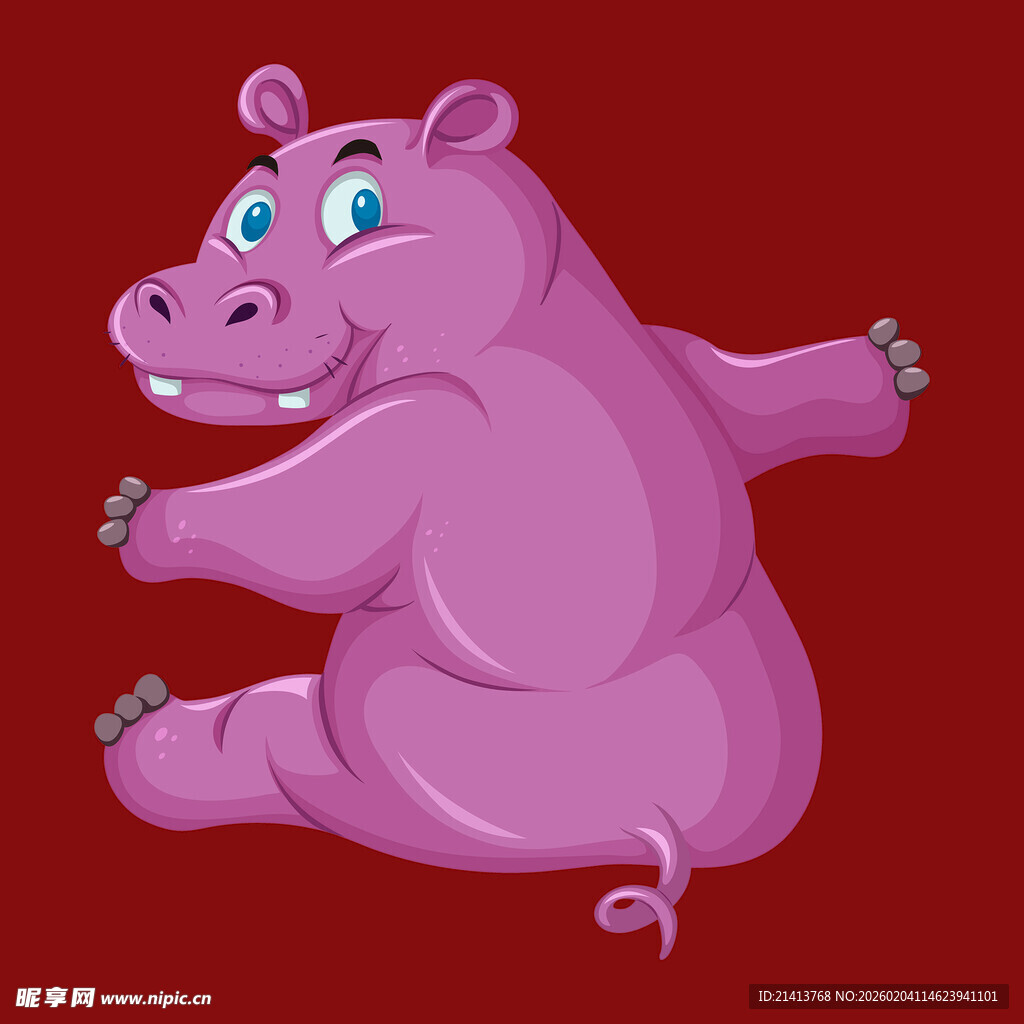 粉色河马欢快起舞