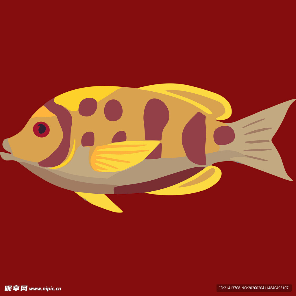 彩色斑纹鱼插画