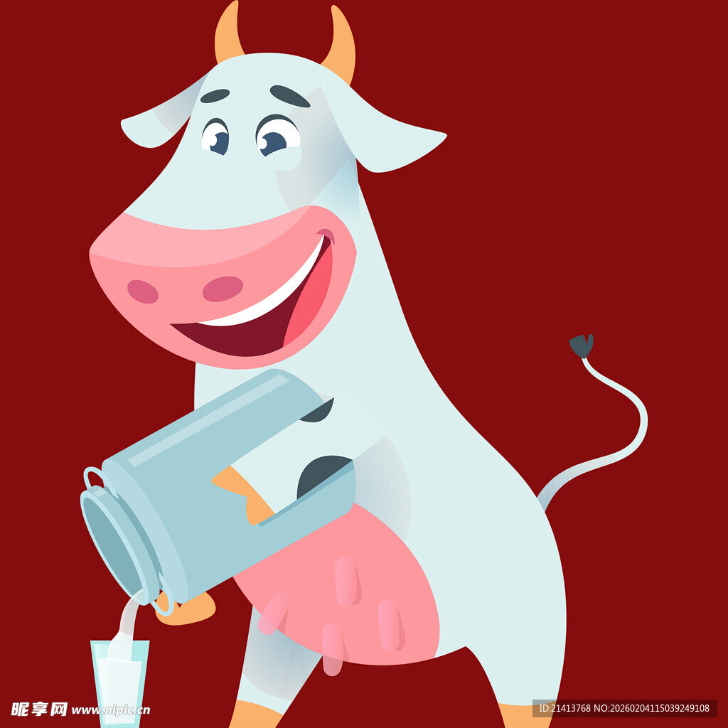 快乐奶牛手持牛奶罐