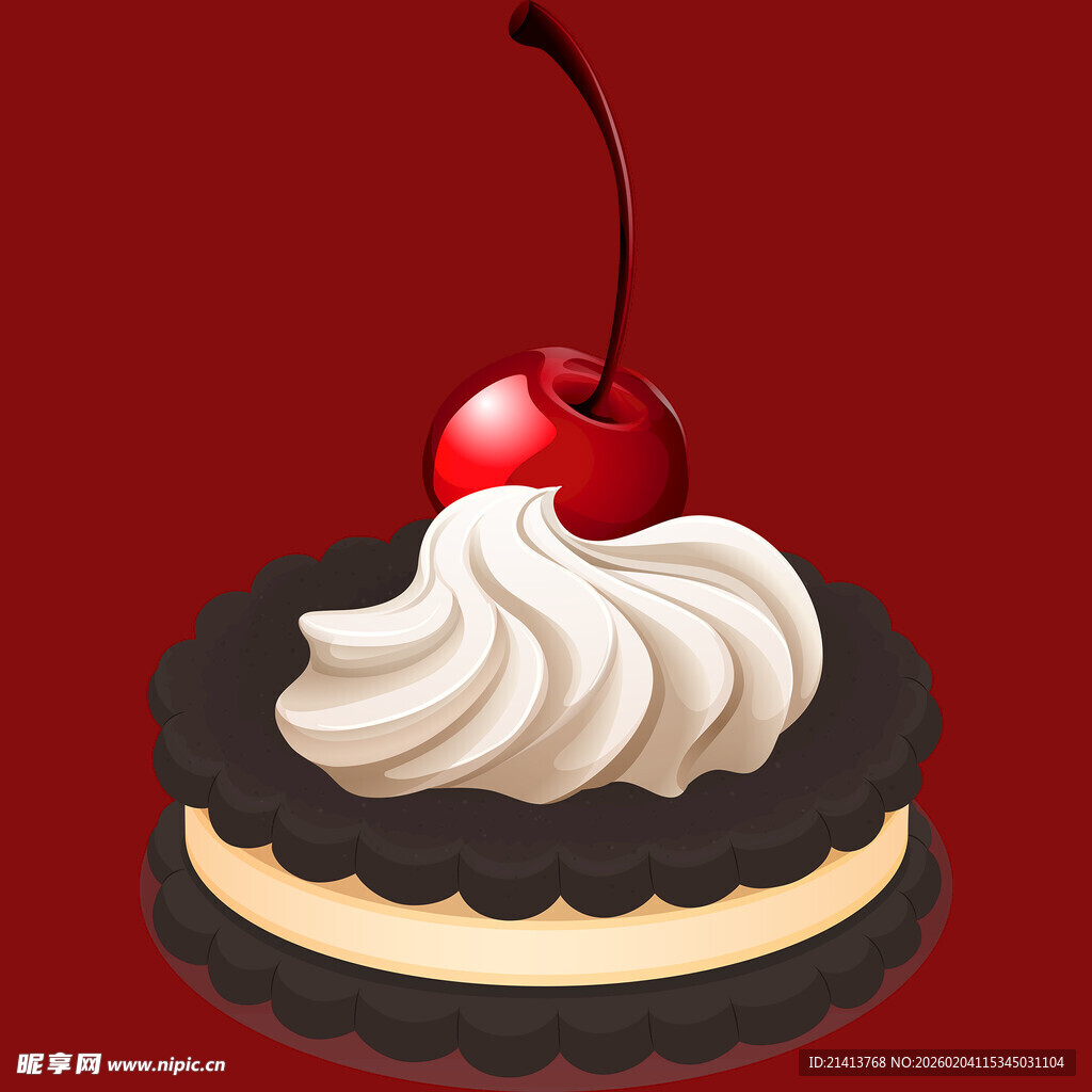 樱桃装饰的美味巧克力蛋糕