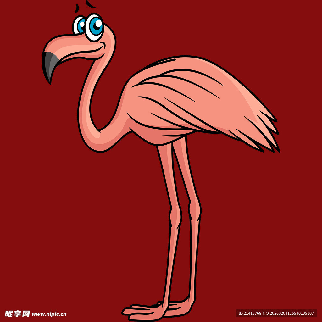 卡通火烈鸟站立姿态图