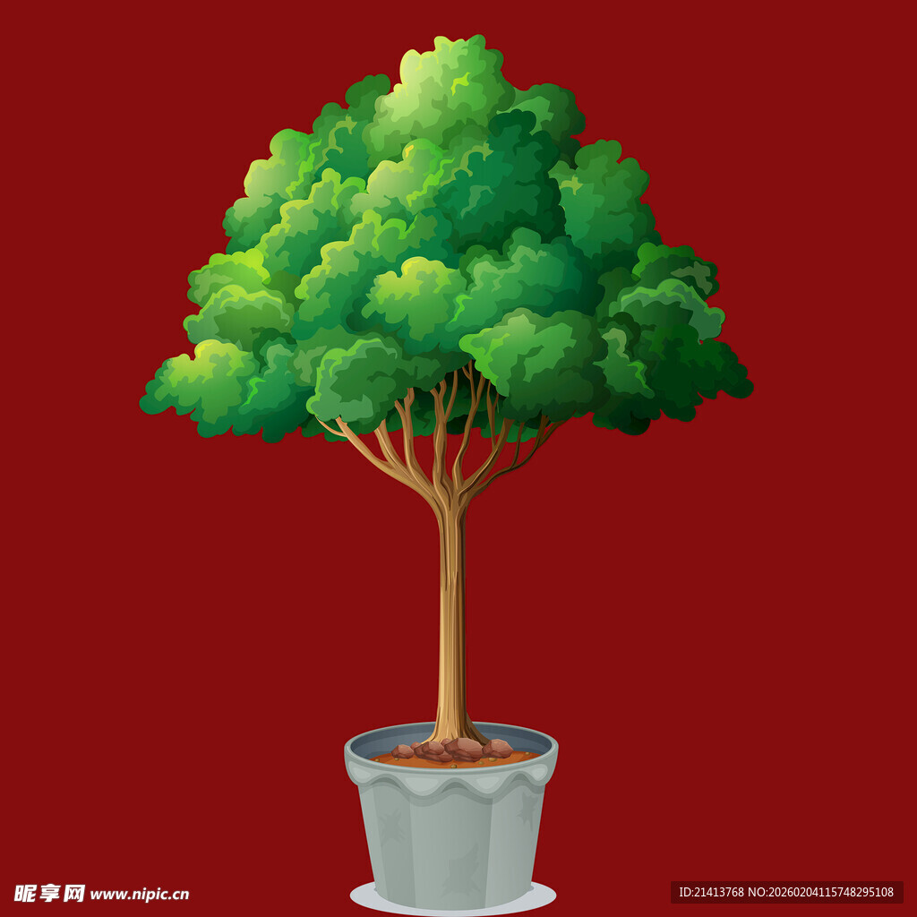 盆栽绿树简约清新风