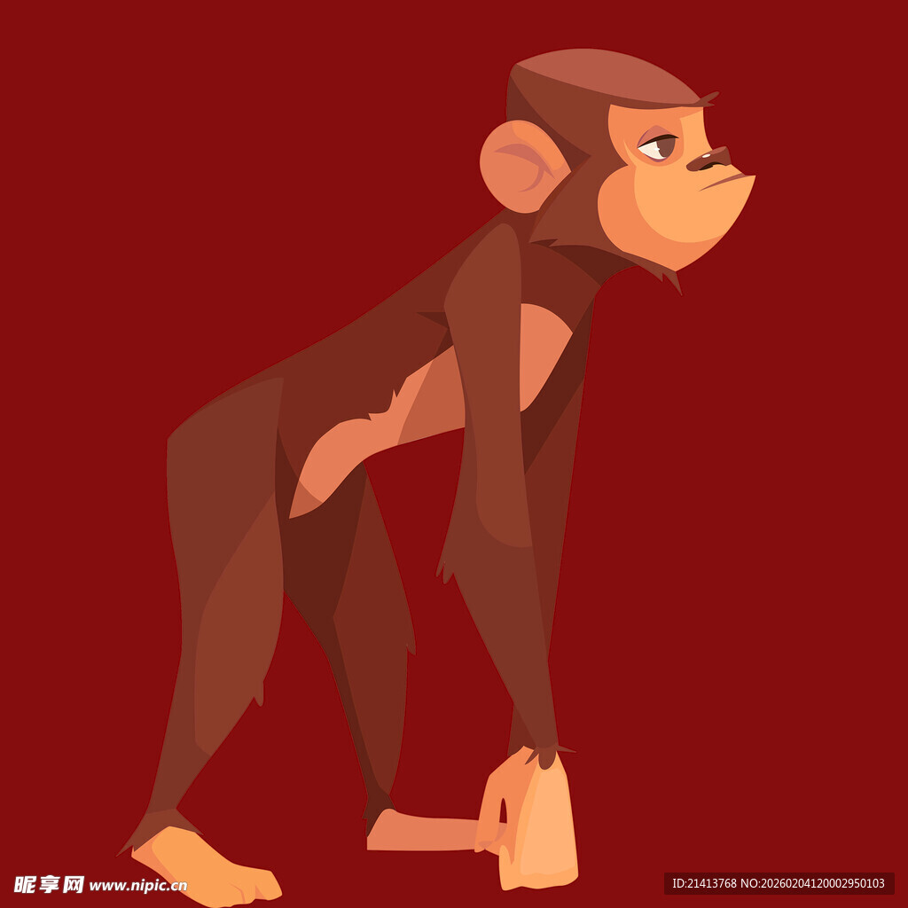 站立的卡通猴子形象
