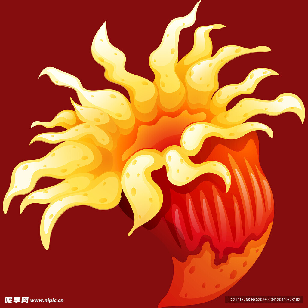 奇幻火焰花朵插画