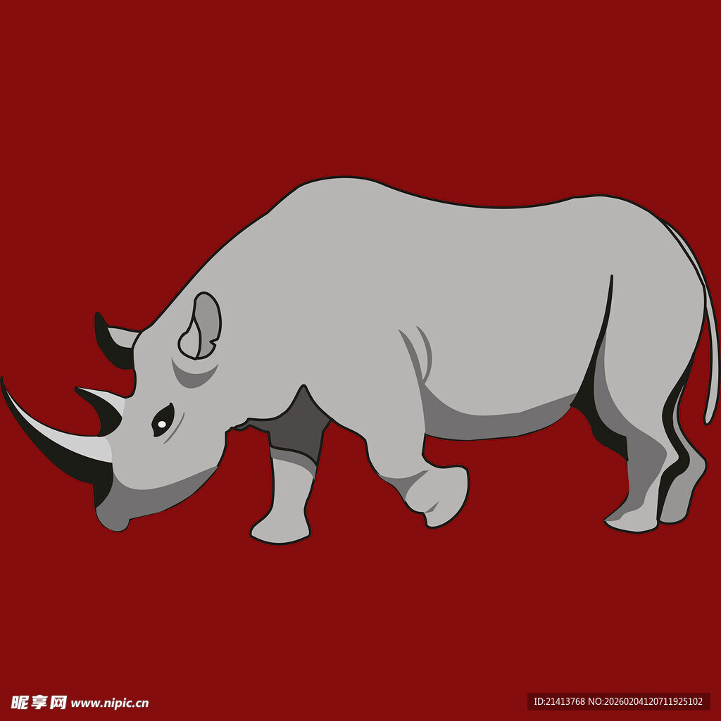 红色背景上的犀牛插画