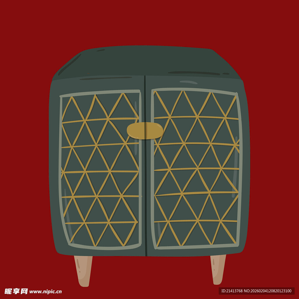 复古几何图案双门小柜子