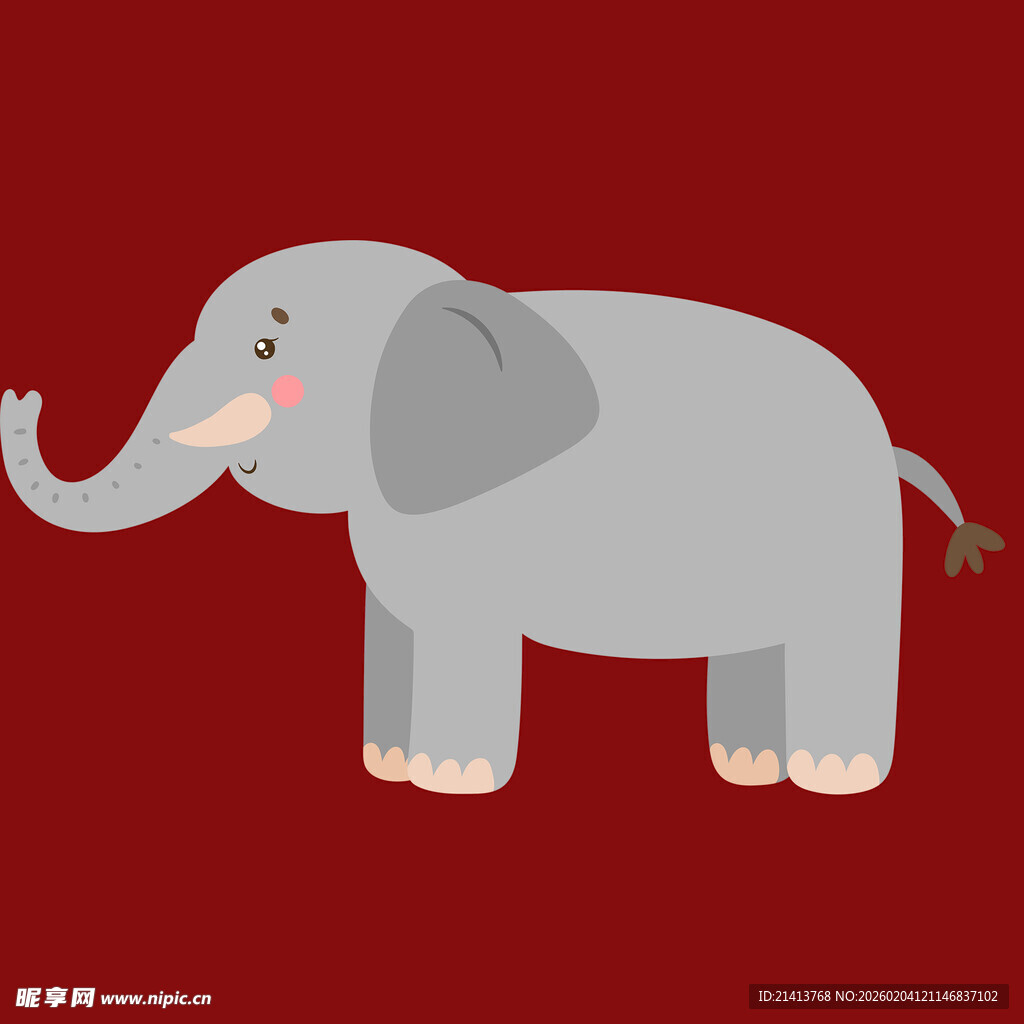 红色背景上的可爱大象