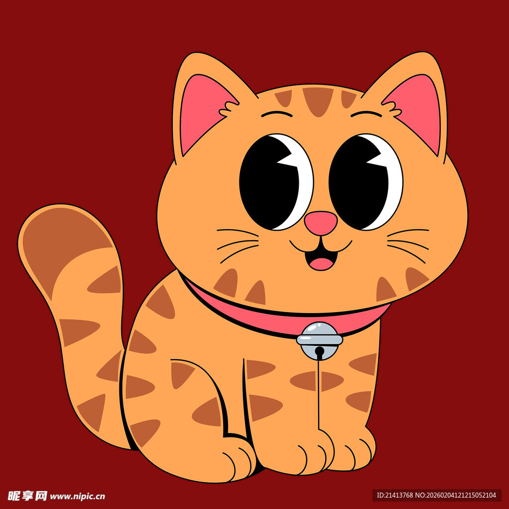 可爱斑纹小猫戴铃铛