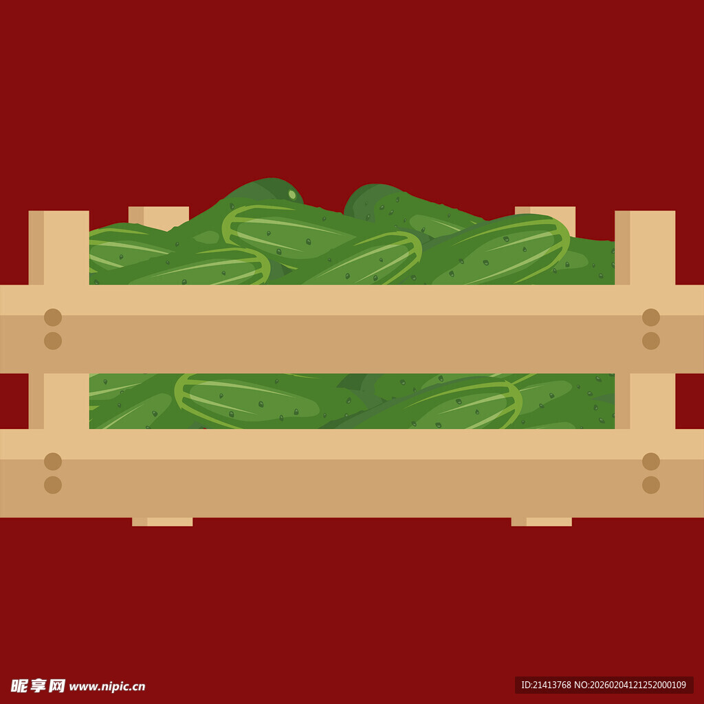 木筐中的鲜绿黄瓜