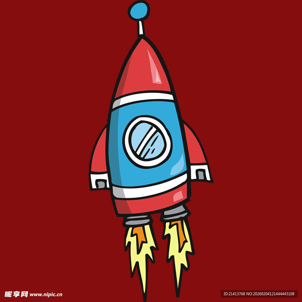 卡通火箭升空