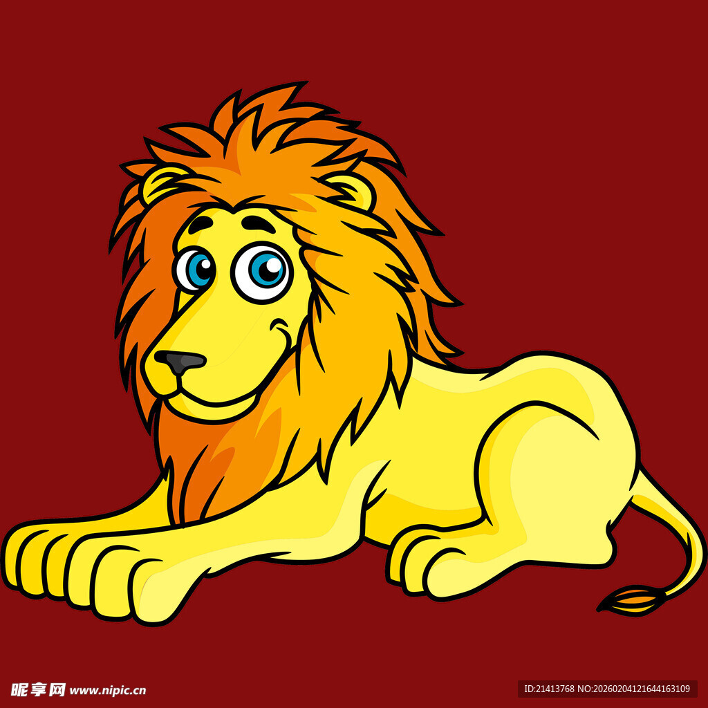 趴着的可爱卡通狮子