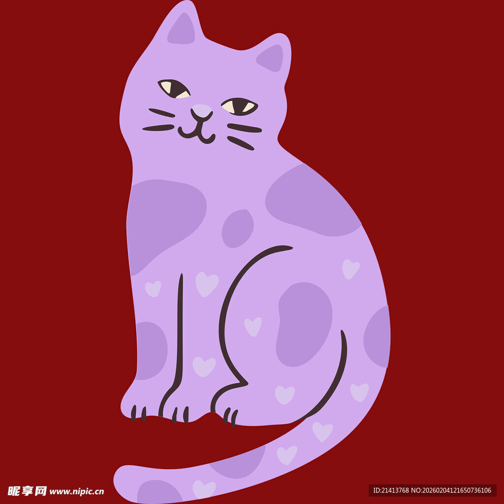 紫色斑点猫咪插画