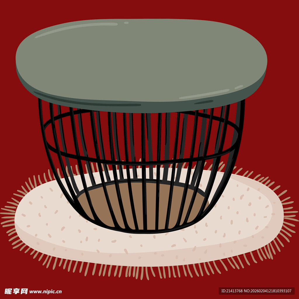 简约铁艺圆桌配绿色桌面