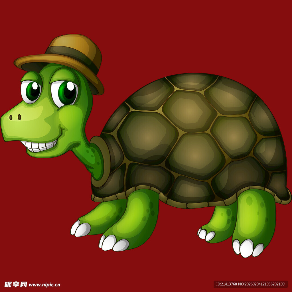 戴帽绿龟卡通形象