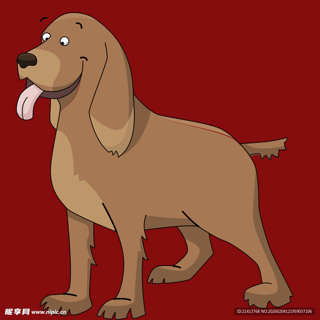 可爱棕色小狗吐舌站立