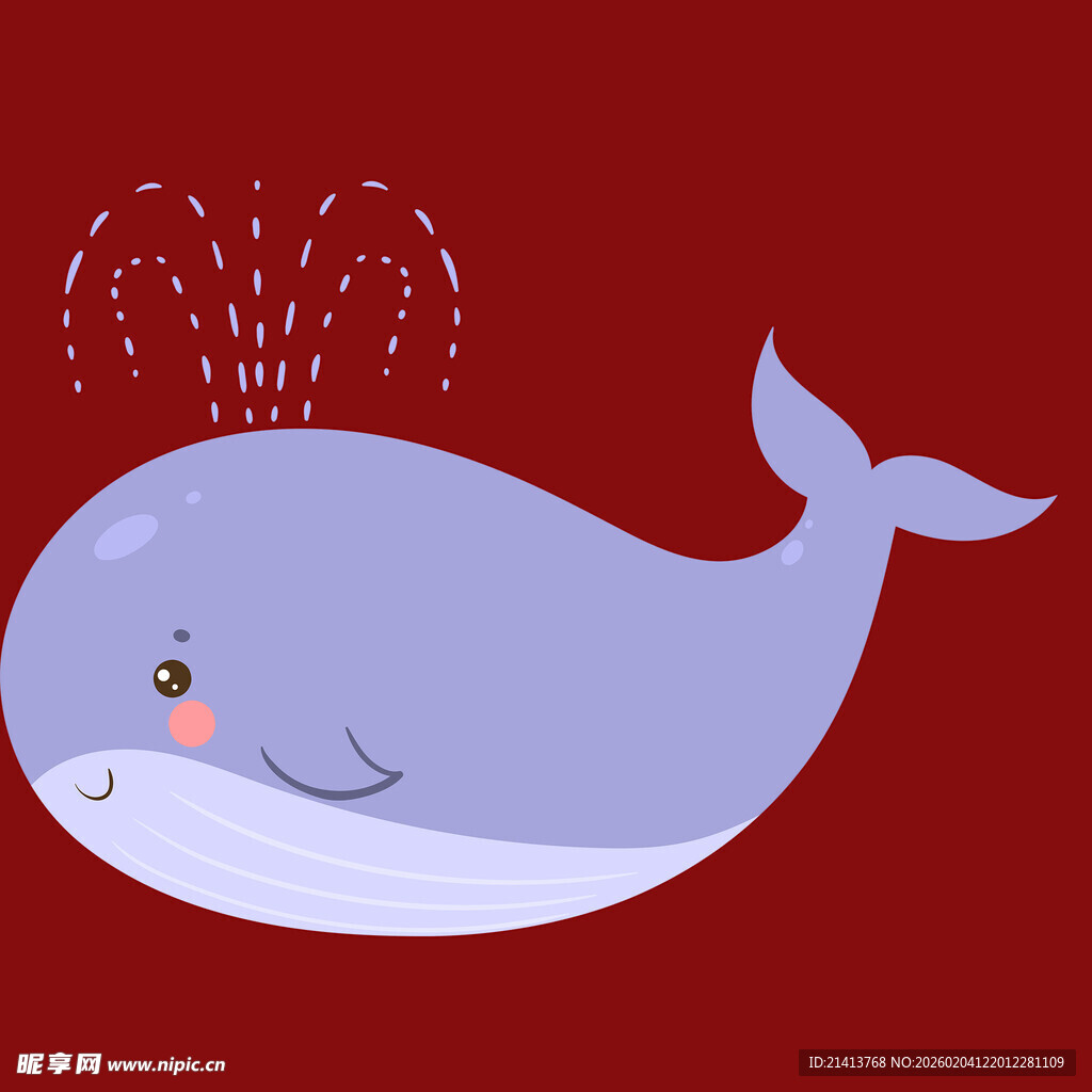 可爱蓝鲸喷水图案设计