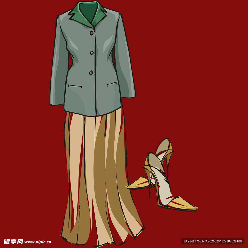 女士套装与高跟鞋展示