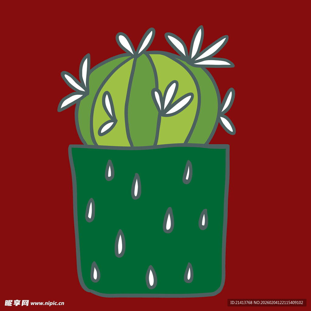 卡通盆栽仙人掌插画