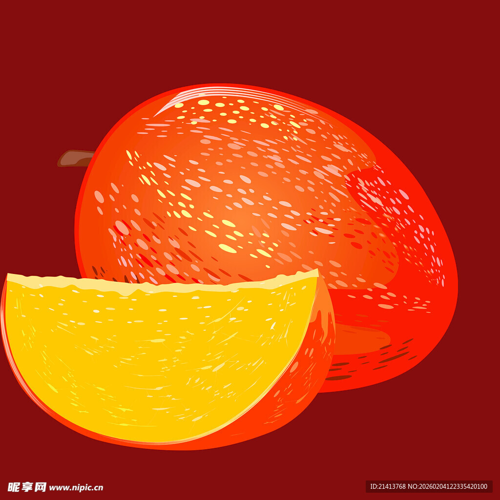 红皮黄瓤水果插画