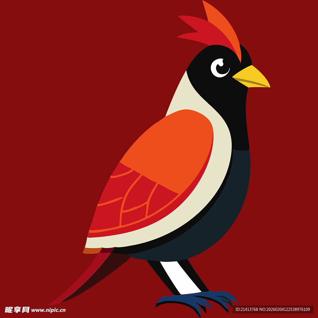 彩色卡通风站立小鸟