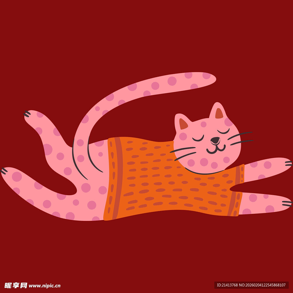 粉色猫咪惬意躺卧