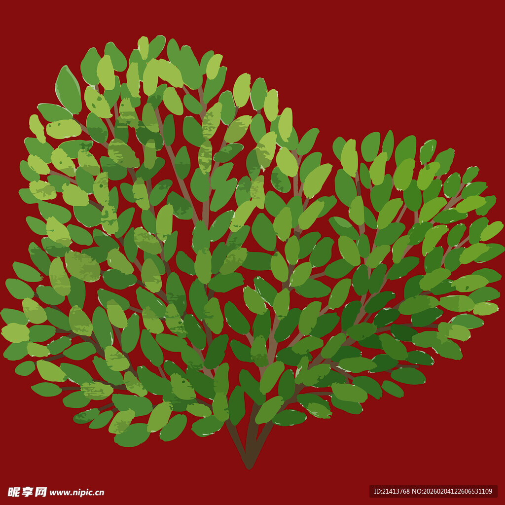 心形绿叶图案