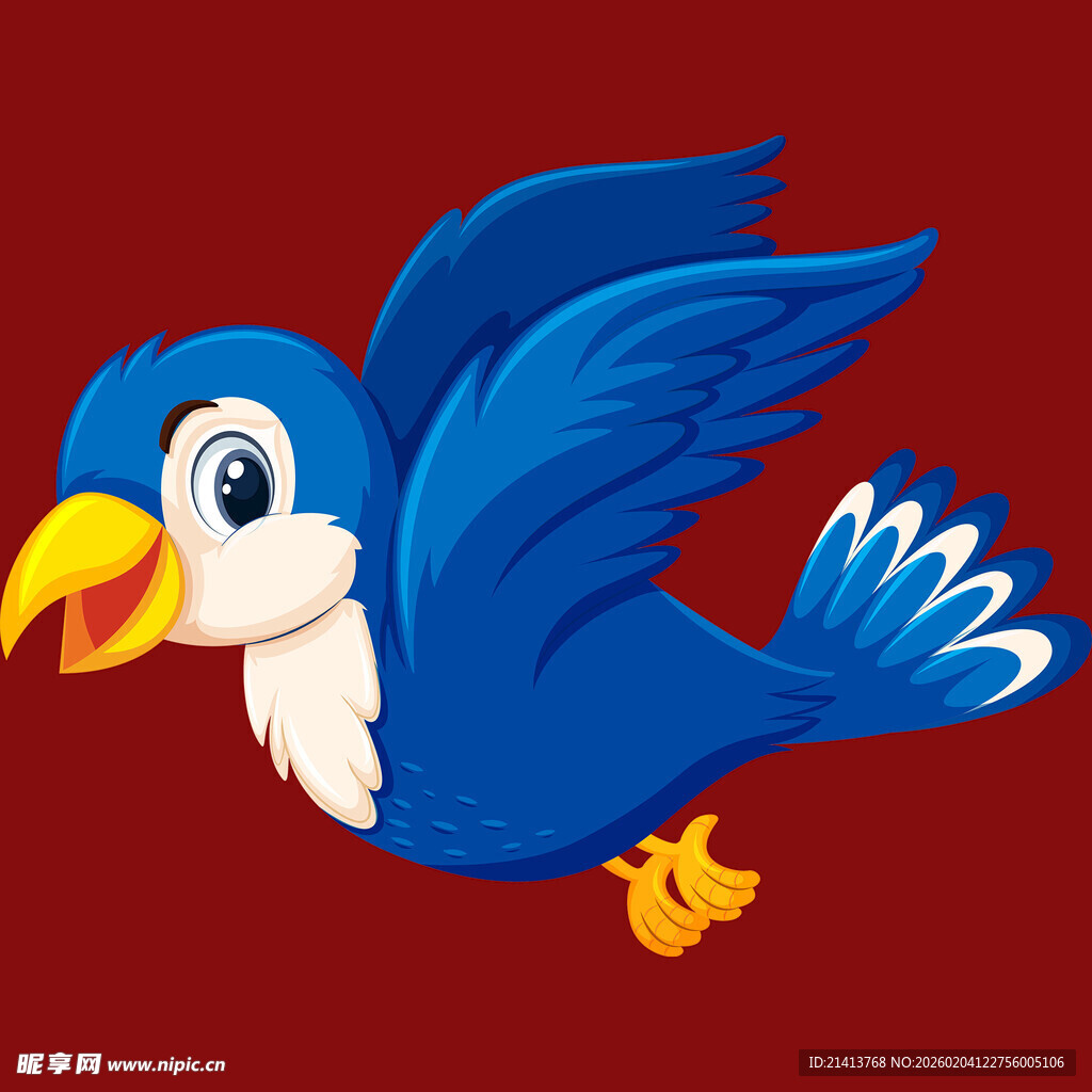 飞翔的蓝色卡通小鸟