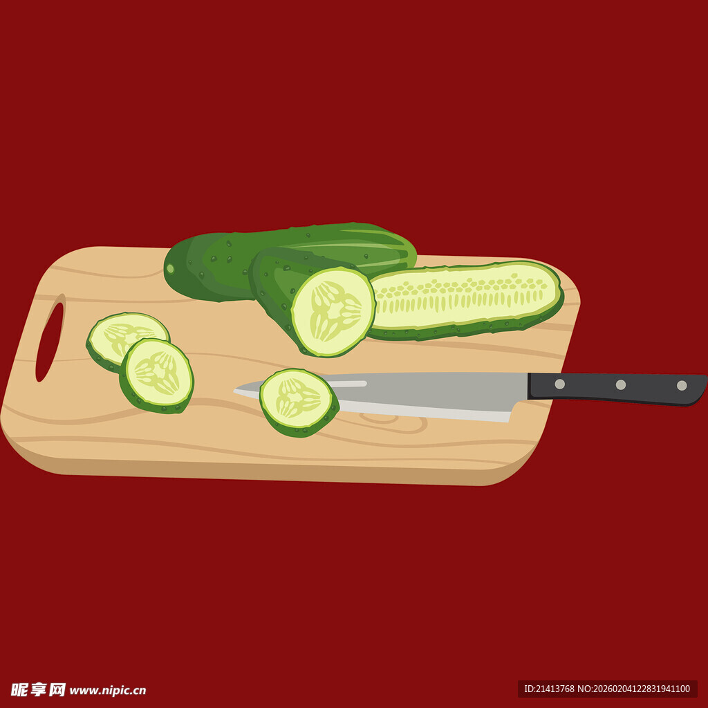砧板上的黄瓜与刀具