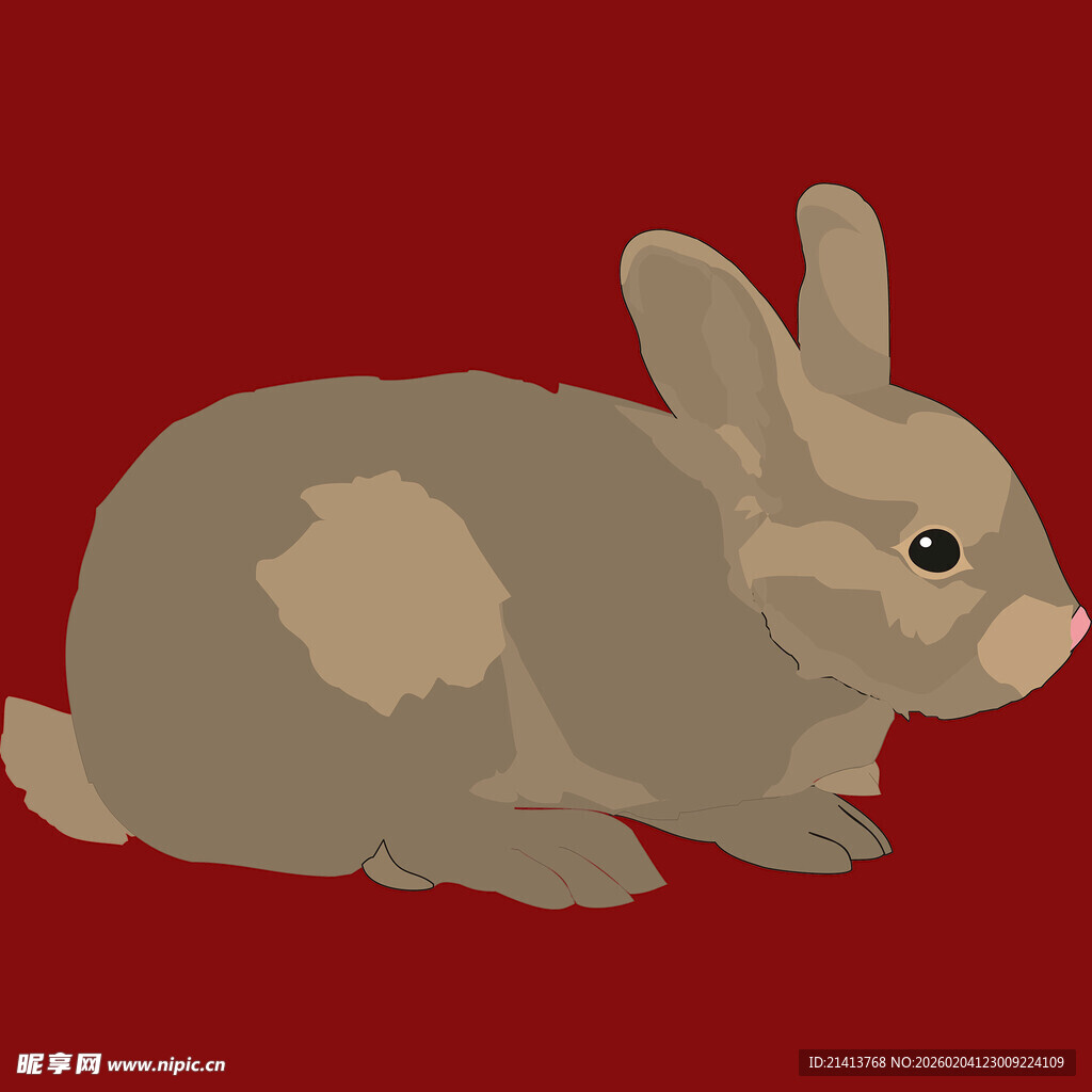 红色背景上的可爱小兔子