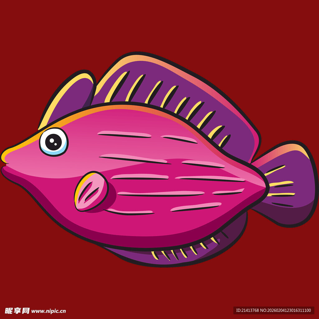 卡通粉色条纹鱼形象