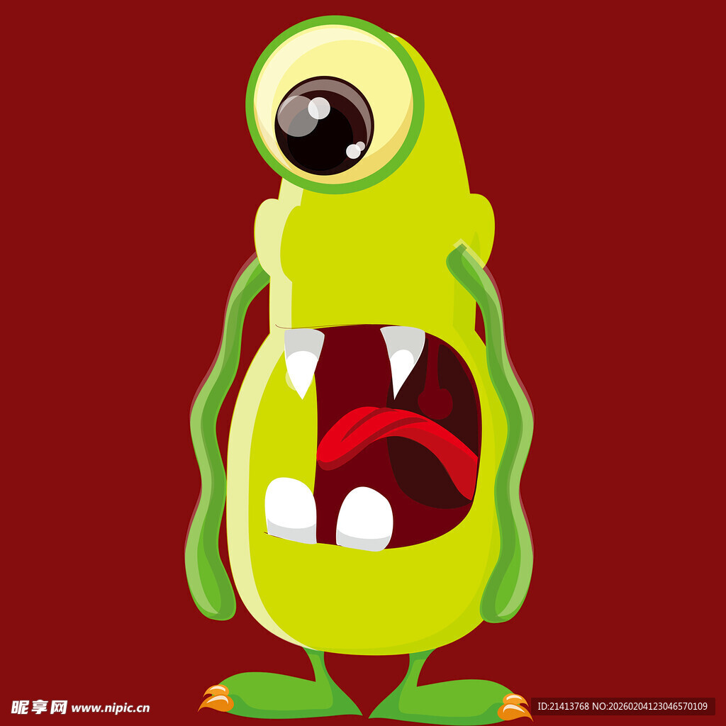 绿色独眼怪兽卡通形象