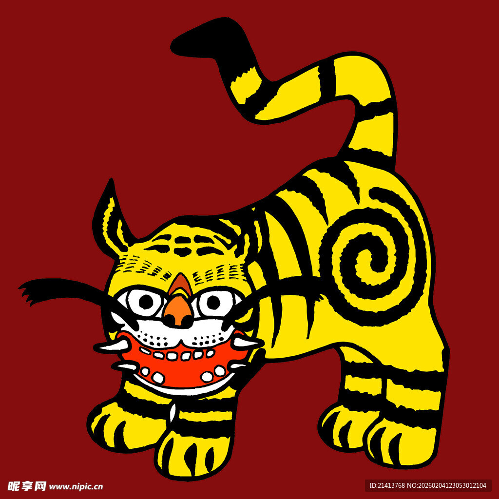 卡通风格的斑斓小老虎