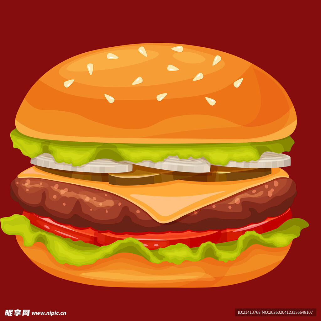 美味双层汉堡插画