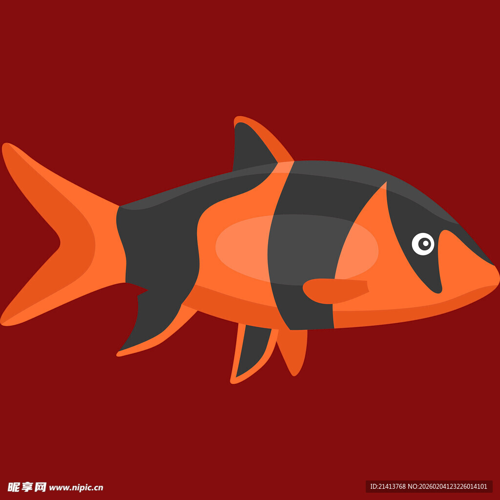橙黑相间的卡通小鱼