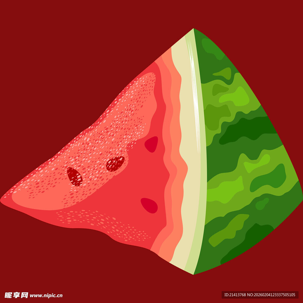 卡通风格的西瓜切片