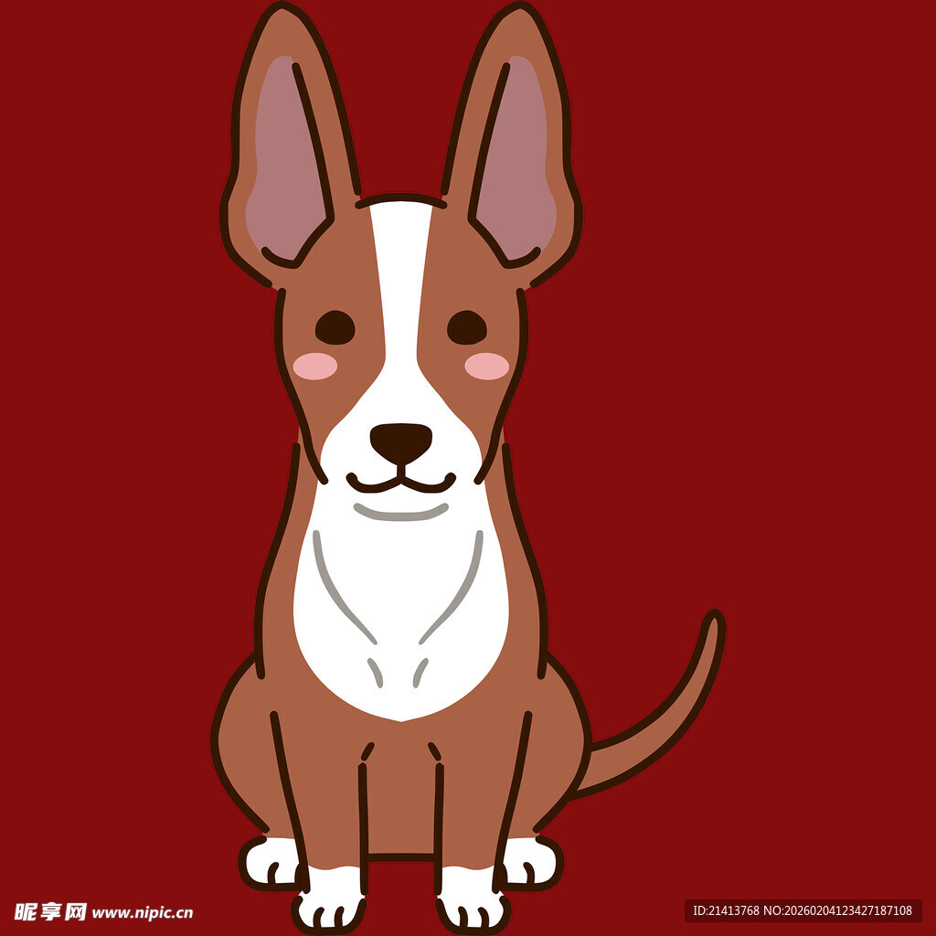 可爱坐立小狗卡通形象