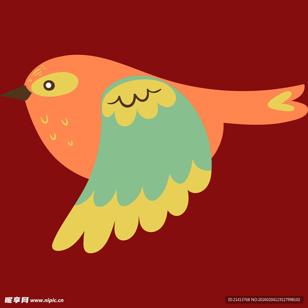 飞翔的多彩小鸟