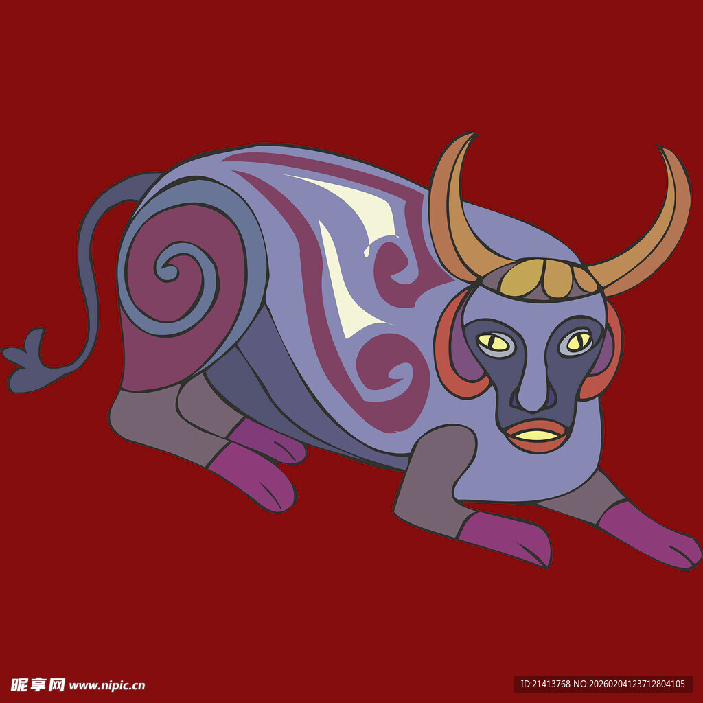 彩色花纹牛形图案