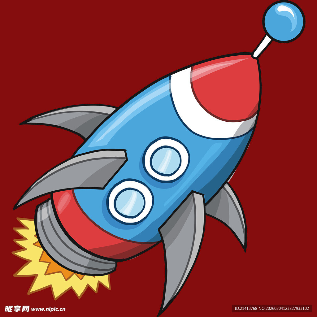 卡通火箭升空