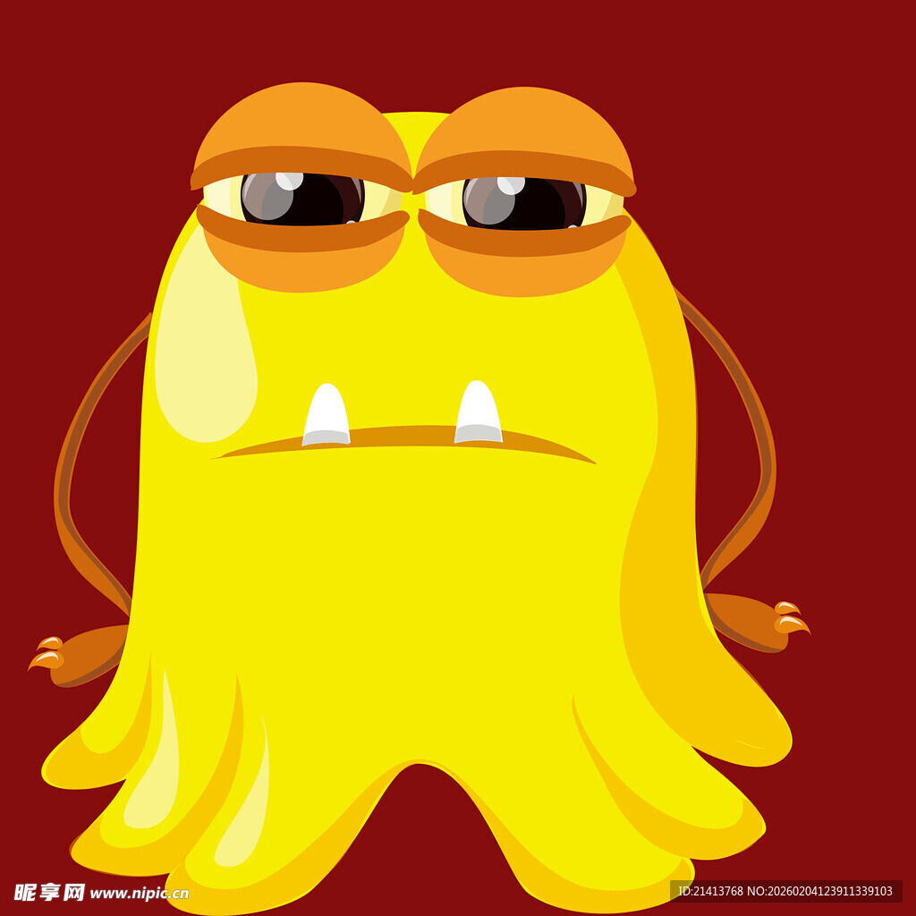 愤怒的黄色卡通小怪兽
