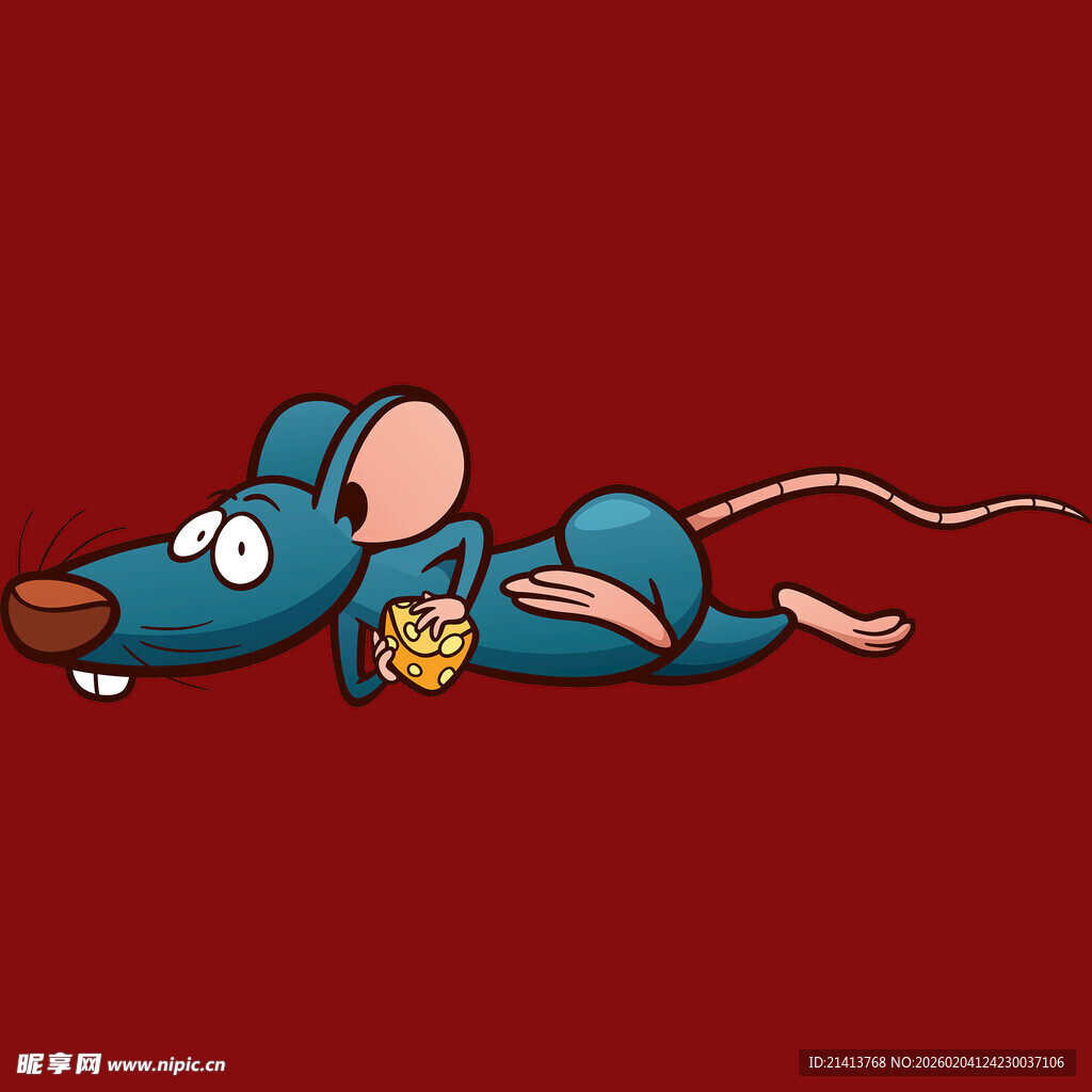 蓝色卡通老鼠横躺画面